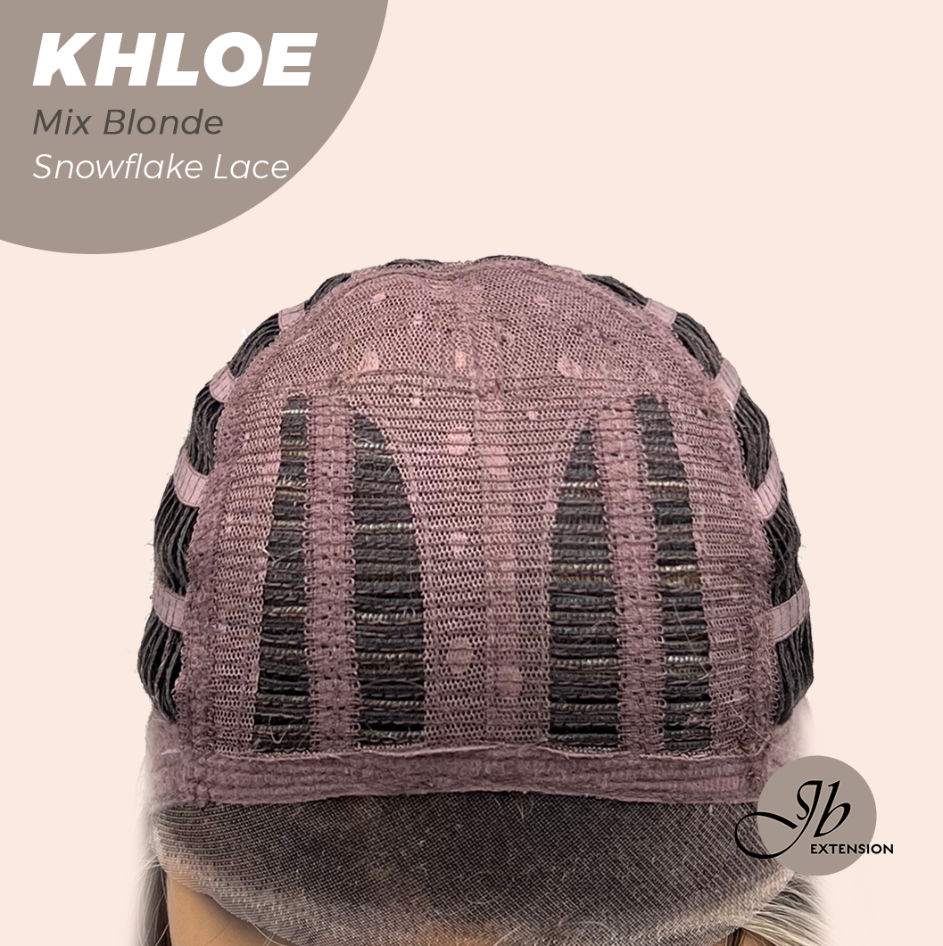 [FINAL SALE] JBEXTENSION 12 Inches Bob Cut Mix Blonde Pre-Cut Snowflake Lace Frontlace Glueless Wig KHLOE MIX BLONDE【PERMATEASE】【BENDY EAR TABS】- S/M