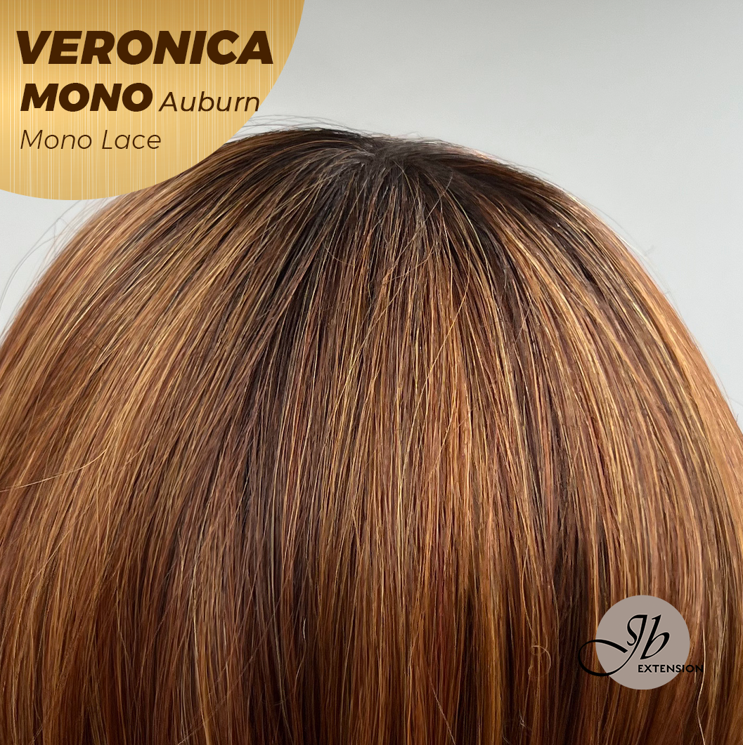 Nichole's Selection - VERONICA MONO Monofilament Handmade Wig 6X5 Full Monofilament Hand Tied Top Wig 12 Inches Auburn Wave Mono Lace Wig With Anti-slip Silicone Strips Glueless Wig VERONICA MONO AUBURN【BENDY EAR TABS】