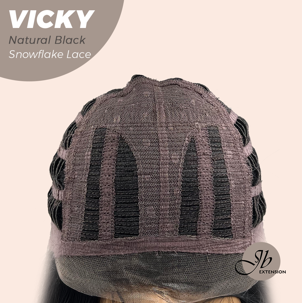 [FINAL SALE] JBEXTENSION 20 Inches Natural Black Pre-Cut Snowflake Lace Frontlace Glueless Wig VICKY NATURAL BLACK【PERMATEASE】【BENDY EAR TABS】- M/L