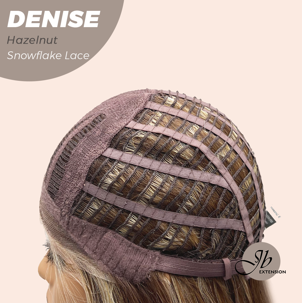 JBEXTENSION 24 Inches Hazelnut Wave Pre-Cut Snowflake Lace Frontlace Glueless Wig DENISE HAZELNUT【PERMATEASE】【BENDY EAR TABS】- M/L