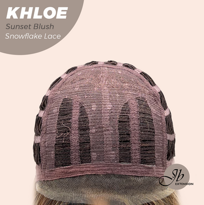 JBEXTENSION 12 Inches Bob Cut Sunset Blush Pre-Cut Snowflake Lace Frontlace Glueless Wig KHLOE SUNSET BLUSH【PERMATEASE】【BENDY EAR TABS】- S/M