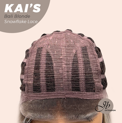 JBEXTENSION 18 Inches Bali Blonde Pre-Cut Snowflake Lace Frontlace Glueless Wig KAI'S BALI BLONDE【PERMATEASE】【BENDY EAR TABS】- M/L