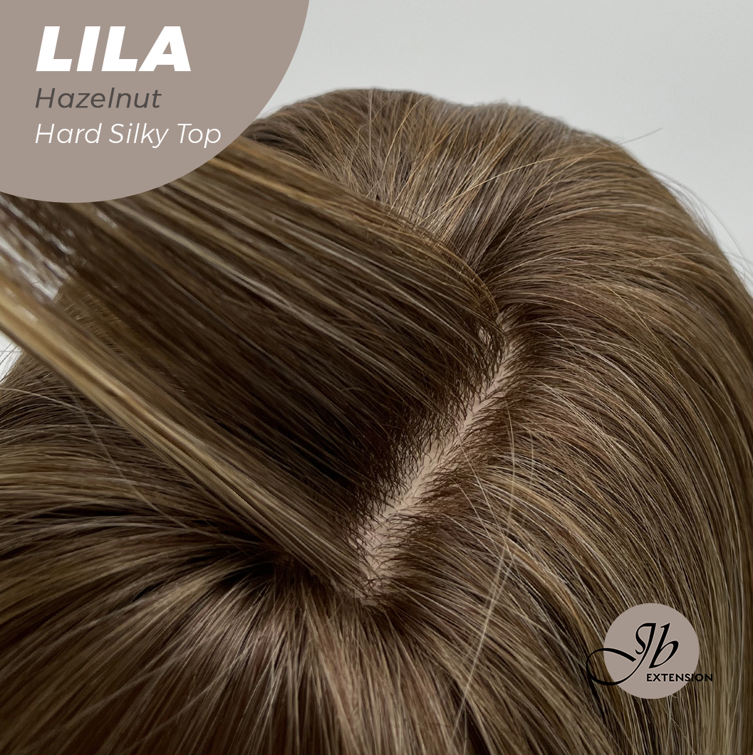HOT OF SEASON -20 Inches Scalpiana Hazelnut Wolf Cut 3.5X4 Hard Silky Top Natural Scalp Effect Wig With Bangs LILA HAZELNUT