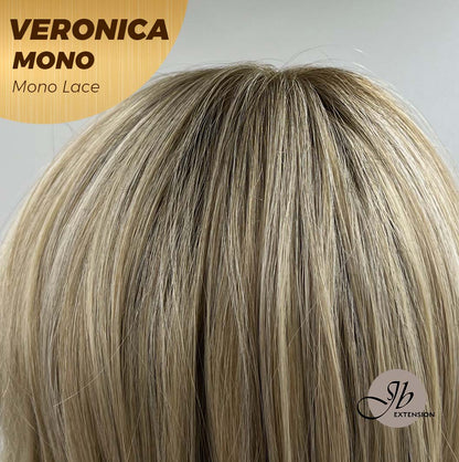 JBEXTENSION VERONICA MONO Monofilament Handmade Wig 6X5 Full Monofilament Hand Tied Top Wig 12 Inches Blonde Wave Mono Lace Wig With Anti-slip Silicone Strips Glueless Wig VERONICA MONO【BENDY EAR TABS】