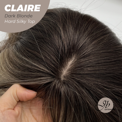 JBEXTENSION 22 Inches Scalpiana Dark Blonde 3.5X4 Hard Silky Top Natural Scalp Effect Women Wig with Bangs CLAIRE SILKY TOP - DARK BLONDE