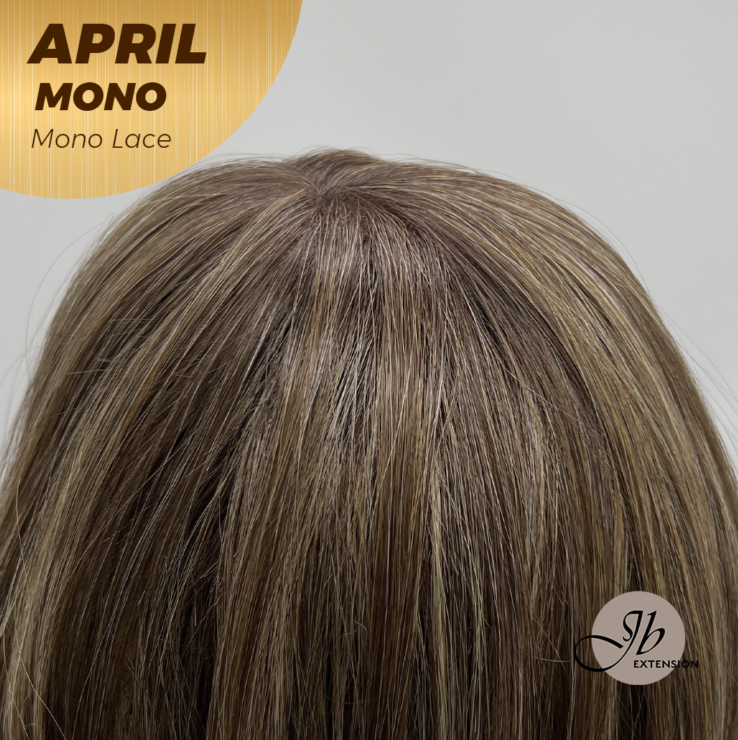 JBEXTENSION APRIL MONO Monofilament Handmade Wig 6X5 Full Monofilament Hand Tied Top Wig 18 Inches Hazelnut Mono Lace Wig With Anti-slip Silicone Strips Glueless Wig APRIL MONO HAZELNUT【BENDY EAR TABS】