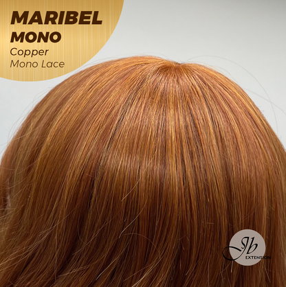 JBEXTENSION MARIBEL MONO COPPER Monofilament Handmade Wig 6X5 Full Monofilament Hand Tied Top Wig 16 Inches Copper Wave Mono Lace Wig With Anti-slip Silicone Strips Glueless Wig MARIBEL MONO COPPER【BENDY EAR TABS】