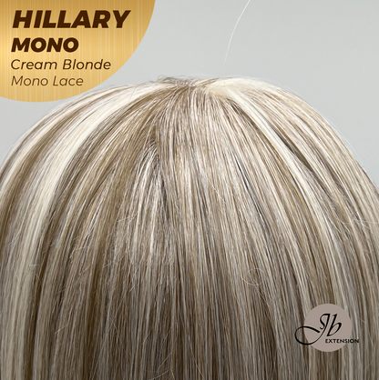 JBEXTENSION HILLARY MONO CREAM BLONDE Monofilament Handmade Wig 6X5 Full Monofilament Hand Tied Top Wig 16 Inches Cream Blonde Straight Mono Lace Wig With Anti-slip Silicone Strips Glueless Wig HILLARY MONO CREAM BLONDE【BENDY EAR TABS】