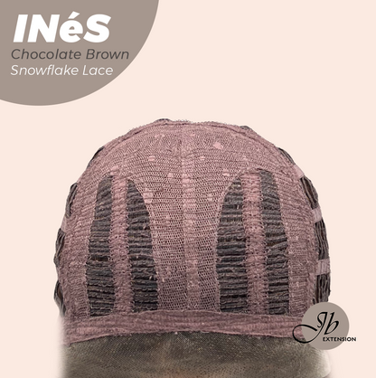 JBEXTENSION 22 Inches Chocolate Brown Pre-Cut Snowflake Lace Frontlace Glueless Wig INéS CHOCOLATE BROWN【PERMATEASE】【BENDY EAR TABS】- M/L