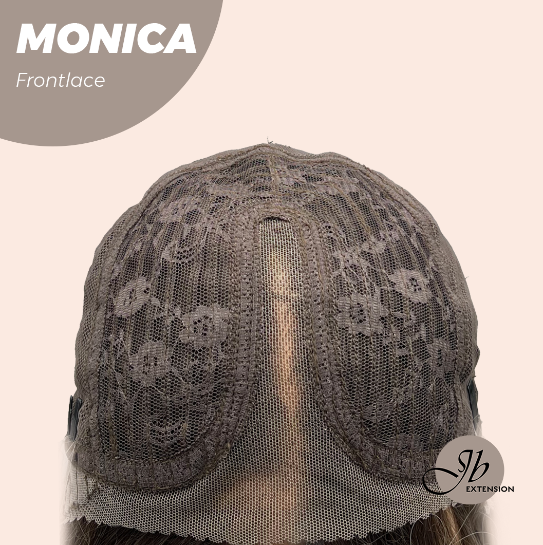 JBEXTENSION 26 Inches Curly Ash Blonde with Dark Root Pre-Cut Frontlace Glueless Wig MONICA