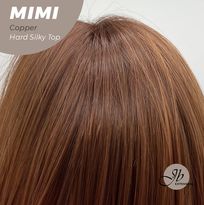 JBEXTENSION 16 Inches Scalpiana 3.5X4 Hard Silky Top Natural Scalp Effect Copper Body Wave Wig with Bangs Wig MIMI SILK TOP - COPPER