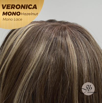 JBEXTENSION VERONICA MONO HAZELNUT Monofilament Handmade Wig 6X5 Full Monofilament Hand Tied Top Wig 12 Inches Hazelnut Wave Mono Lace Wig With Anti-slip Silicone Strips Glueless Wig VERONICA MONO HAZELNUT【BENDY EAR TABS】