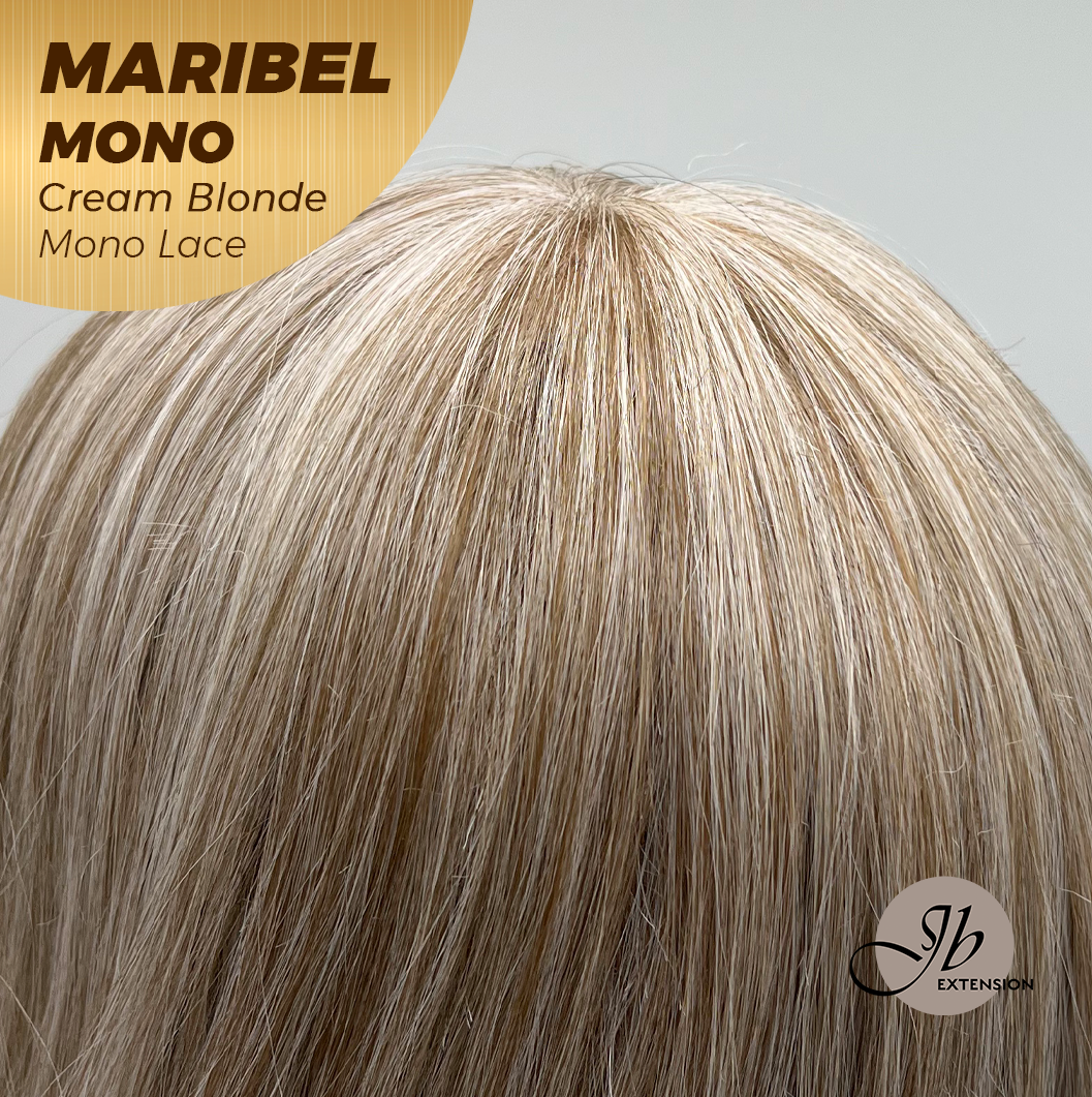 JBEXTENSION MARIBEL MONO CREAM BLONDE Monofilament Handmade Wig 6X5 Full Monofilament Hand Tied Top Wig 16 Inches Cream Blonde Wave Mono Lace Wig With Anti-slip Silicone Strips Glueless Wig MARIBEL MONO CREAM BLONDE【BENDY EAR TABS】