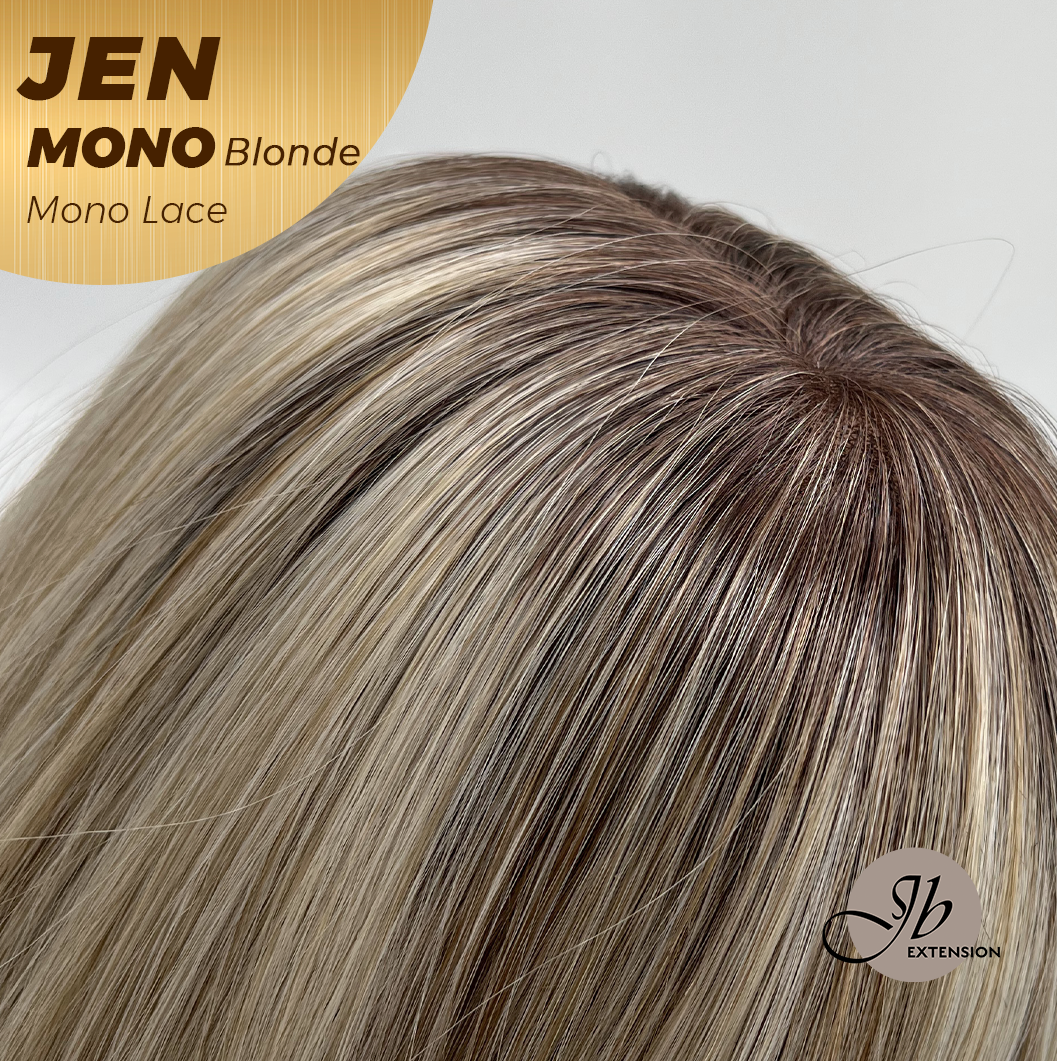 JBEXTENSION JEN MONO Monofilament Handmade Wig 6X5 Full Monofilament Hand Tied Top Wig 18 Inches Blonde Mono Lace Wig With Anti-slip Silicone Strips Glueless Wig JEN MONO BLONDE【BENDY EAR TABS】