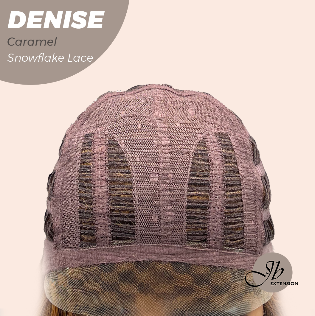 JBEXTENSION 24 Inches Caramel Wave Pre-Cut Snowflake Lace Frontlace Glueless Wig DENISE CARAMEL【PERMATEASE】【BENDY EAR TABS】- M/L