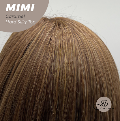 HOT OF SEASON - 16 Inches Scalpiana 3.5X4 Hard Silky Top Natural Scalp Effect Caramel Body Wave Wig with Bangs Wig MIMI SILK TOP - CARAMEL