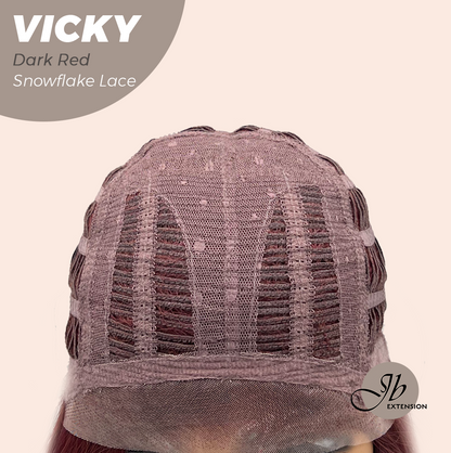 [FINAL SALE] JBEXTENSION 20 Inches Dark Red Pre-Cut Snowflake Lace Frontlace Glueless Wig VICKY DARK RED【PERMATEASE】【BENDY EAR TABS】