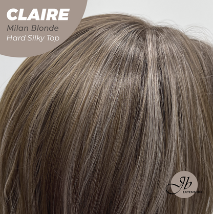 JBEXTENSION 22 Inches Scalpiana Milan Blonde 3.5X4 Hard Silky Top Natural Scalp Effect Women Wig with Bangs CLAIRE SILKY TOP - MILAN BLONDE