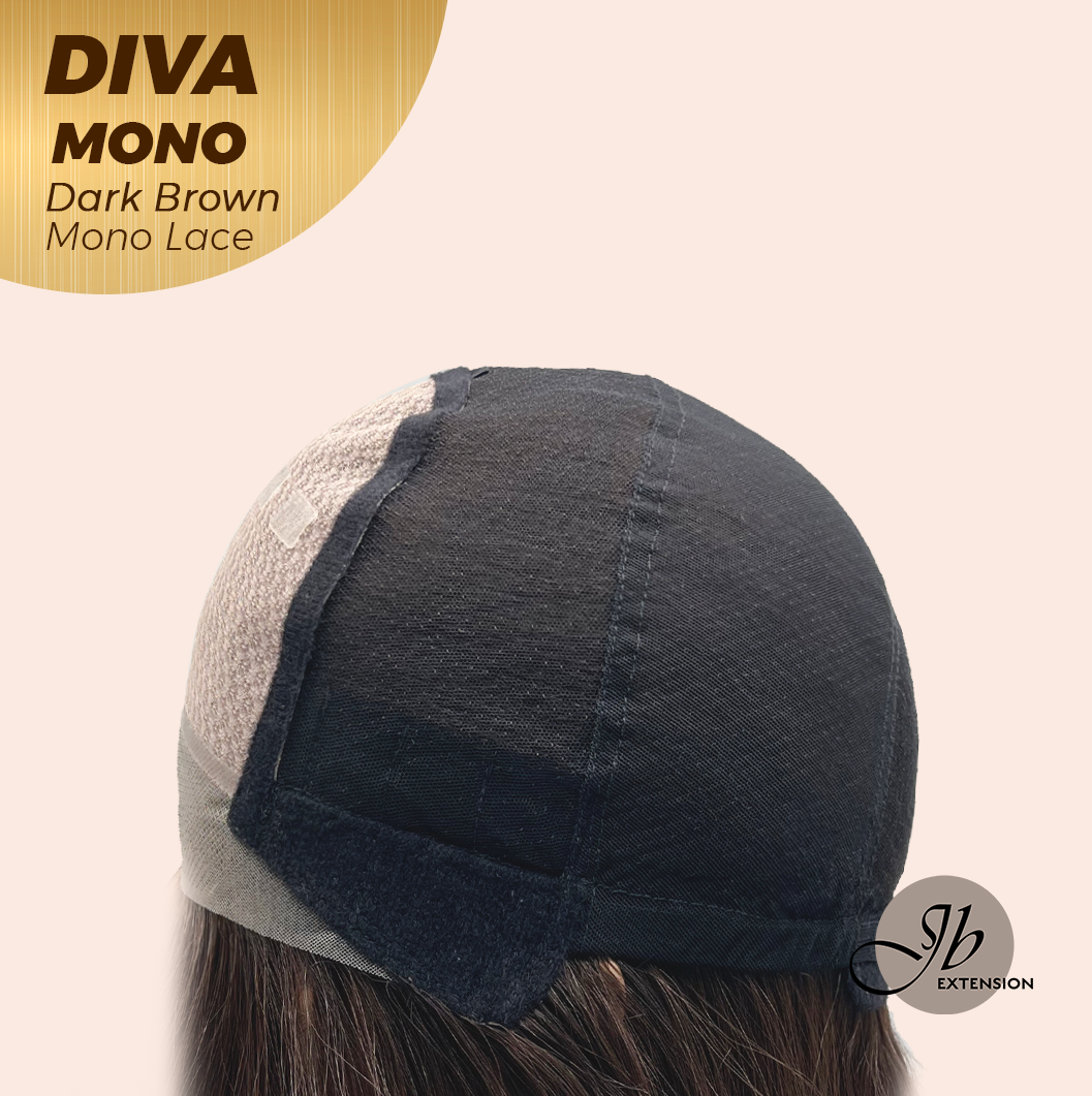 [PRE-ORDER] JBEXTENSION DIVA MONO Full Monofilament Handmade Full Lace Full Hand Tied Wig 24 Inches Long Curly Dark Brown Mono Lace Handmade Futura Fiber Wig with Anti-slip Silicone Strips Glueless Wig DIVA MONO - DARK BROWN【BENDY EAR TABS】