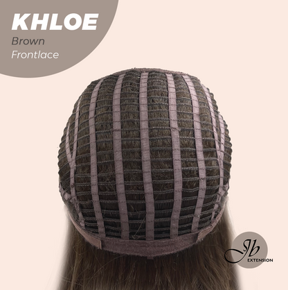 JBEXTENSION 12 Inches Bob Cut Brown Pre-Cut Snowflake Lace Frontlace Glueless Wig KHLOE BROWN【PERMATEASE】【BENDY EAR TABS】- S/M