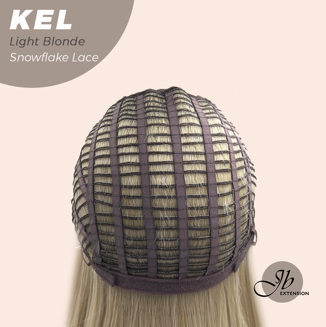 JBEXTENSION 22 Inches Light Blonde Pre-Cut Snowflake Lace Frontlace Glueless Wig KEL LIGHT BLONDE【PERMATEASE】【BENDY EAR TABS】- M/L