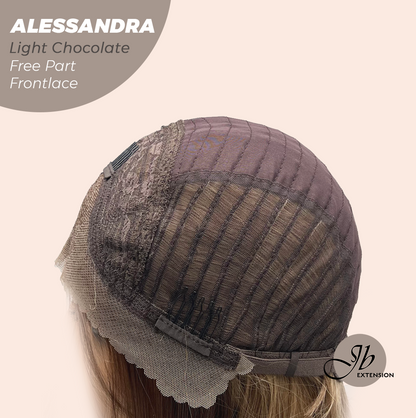 JBEXTENSION 20 Inches Light Chocolate Curly Fiber X, Tangle Less Pre-Cut Free Part Frontlace Glueless Wig ALESSANDRA LIGHT CHOCOLATE【FIBER X】