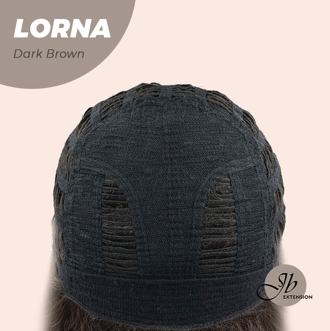 [FINAL SALE] HOT OF SEASON -18 Inches Dark Brown Curly Women Fashion Full Machine Wig With Bangs LORNA DARK BROWN【PLUS PERMATEASE】【BENDY EAR TABS】