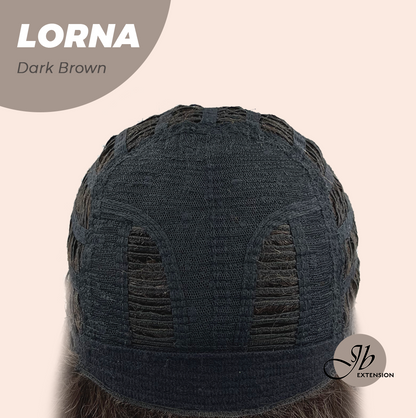 [FINAL SALE] HOT OF SEASON -18 Inches Dark Brown Curly Women Fashion Full Machine Wig With Bangs LORNA DARK BROWN【PLUS PERMATEASE】【BENDY EAR TABS】