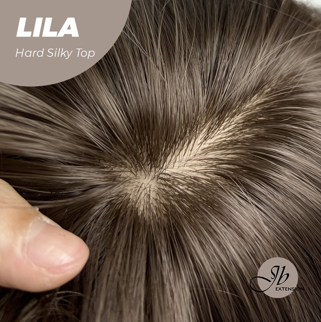 Rachel's Pick-20 Inches Scalpiana Cold Brown Wolf Cut 3.5X4 Hard Silky Top Natural Scalp Effect Wig With Bangs LILA