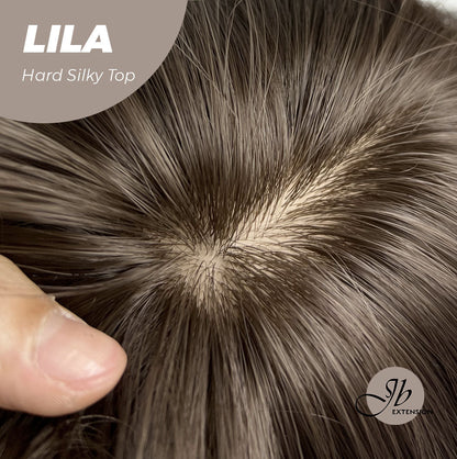 Rachel's Pick-20 Inches Scalpiana Cold Brown Wolf Cut 3.5X4 Hard Silky Top Natural Scalp Effect Wig With Bangs LILA