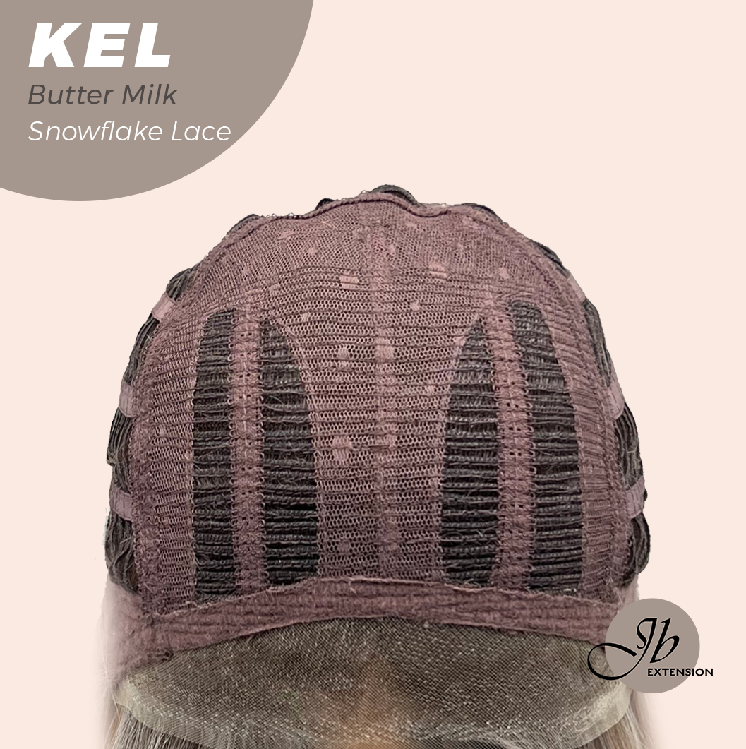 JBEXTENSION 22 Inches Butter Milk Pre-Cut Snowflake Lace Frontlace Glueless Wig KEL BUTTER MILK【PERMATEASE】【BENDY EAR TABS】- S/M
