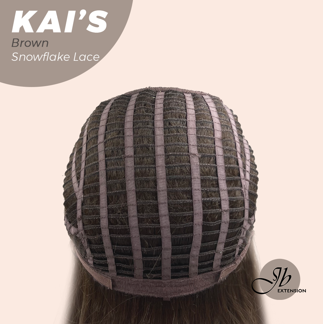 JBEXTENSION 18 Inches Brown Pre-Cut Snowflake Lace Frontlace Glueless Wig KAI'S BROWN【PERMATEASE】【BENDY EAR TABS】- M/L