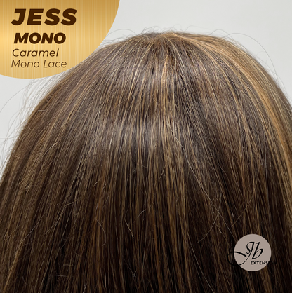 JBEXTENSION JESS MONO Monofilament Handmade Wig 6X5 Full Monofilament Hand Tied Top Wig 10 Inches Caramel Mono Lace Wig With Anti-slip Silicone Strips Glueless Wig JESS MONO CARAMEL【BENDY EAR TABS】