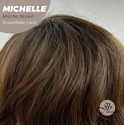 JBEXTENSION 10 Inches Mocha Brown Pre-Cut Side Part Snowflake Lace Frontlace Glueless Wig MICHELLE MOCHA BROWN【BENDY EAR TABS】- M/L