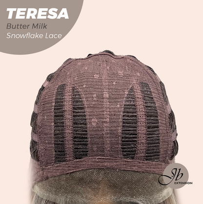 JBEXTENSION 18 Inches Butter Milk Pre-Cut Snowflake Lace Frontlace Glueless Wig TERESA BUTTER MILK【PERMATEASE】【BENDY EAR TABS】- M/L