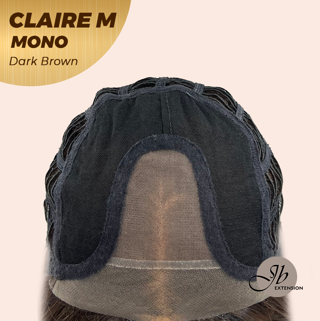 HOT OF SEASON - CLAIRE MONO DARK BROWN Partial Monofilament Wig 22 Inches Dark Brown Partial Mono Lace Glueless Wig CLAIRE MONO DARK BROWN【BENDY EAR TABS】