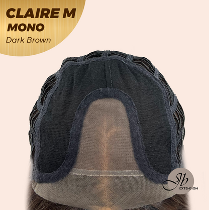 HOT OF SEASON - CLAIRE MONO DARK BROWN Partial Monofilament Wig 22 Inches Dark Brown Partial Mono Lace Glueless Wig CLAIRE MONO DARK BROWN【BENDY EAR TABS】