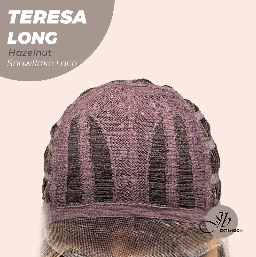 JBEXTENSION 22 Inches Long Hazelnut Pre-Cut Snowflake Lace Frontlace Glueless Wig TERESA LONG HAZELNUT【PERMATEASE】【BENDY EAR TABS】- S/M