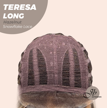 JBEXTENSION 22 Inches Long Hazelnut Pre-Cut Snowflake Lace Frontlace Glueless Wig TERESA LONG HAZELNUT【PERMATEASE】【BENDY EAR TABS】- S/M