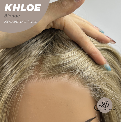 JBEXTENSION 12 Inches Bob Cut Blonde Pre-Cut Snowflake Lace Frontlace Glueless Wig KHLOE BLONDE【PERMATEASE】【BENDY EAR TABS】- M/L