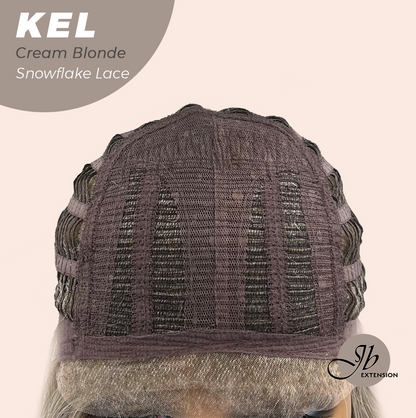 JBEXTENSION 22 Inches Cream Blonde Pre-Cut Snowflake Lace Frontlace Glueless Wig KEL CREAM BLONDE【PERMATEASE】【BENDY EAR TABS】- M/L