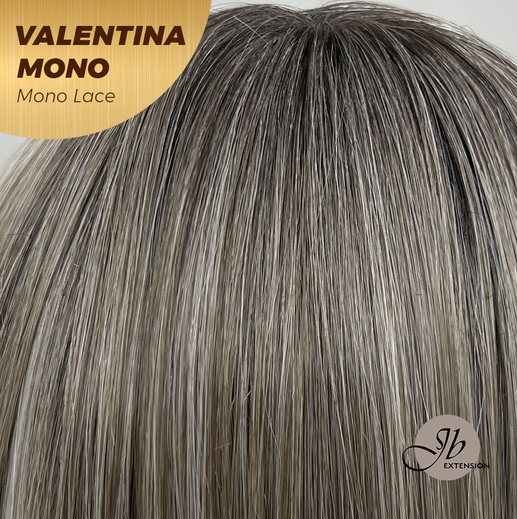 [FINAL SALE] JBEXTENSION VALENTINA MONO Monofilament Handmade Wig 6X5 Full Monofilament Hand Tied Top Wig 12 Inches Ombre Brown Full Mono Lace Wig With Anti-slip Silicone Strips Glueless Wig VALENTINA MONO【BENDY EAR TABS】