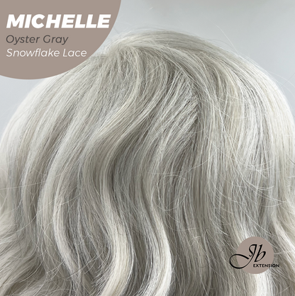 JBEXTENSION 10 Inches Oyster Gray Pre-Cut Side Part Snowflake Lace Frontlace Glueless Wig MICHELLE OYSTER GRAY【BENDY EAR TABS】