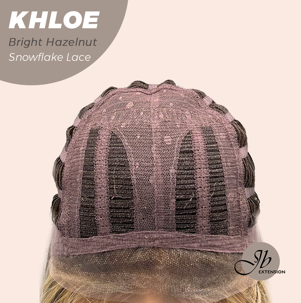 JBEXTENSION 12 Inches Bob Cut Bright Hazelnut Pre-Cut Snowflake Lace Frontlace Glueless Wig KHLOE BRIGHT HAZELNUT【PERMATEASE】【BENDY EAR TABS】- M/L
