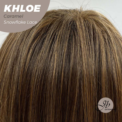 JBEXTENSION 12 Inches Bob Cut Caramel Pre-Cut Snowflake Lace Frontlace Glueless Wig KHLOE LACE【PERMATEASE】【BENDY EAR TABS】- M/L