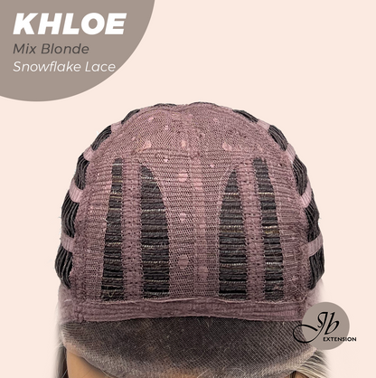 JBEXTENSION 12 Inches Bob Cut Mix Blonde Pre-Cut Snowflake Lace Frontlace Glueless Wig KHLOE MIX BLONDE【PERMATEASE】【BENDY EAR TABS】- M/L