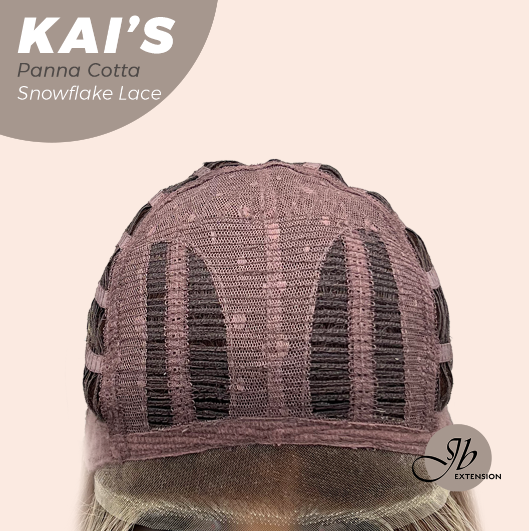 JBEXTENSION 18 Inches Panna Cotta Pre-Cut Snowflake Lace Frontlace Glueless Wig KAI'S PANNA COTTA【PERMATEASE】【BENDY EAR TABS】- M/L