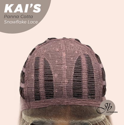 JBEXTENSION 18 Inches Panna Cotta Pre-Cut Snowflake Lace Frontlace Glueless Wig KAI'S PANNA COTTA【PERMATEASE】【BENDY EAR TABS】- M/L