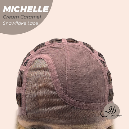 JBEXTENSION 10 Inches Cream Caramel Pre-Cut Side Part Snowflake Lace Frontlace Glueless Wig MICHELLE CREAM CARAMEL【BENDY EAR TABS】- S/M