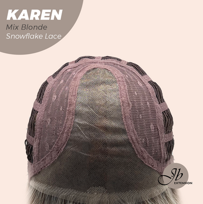 [PRE-ORDER] JBEXTENSION 18 Inches Mix Blonde Pre-Cut Arc Snowflake Lace Frontlace Glueless Wig KAREN MIX BLONDE【BENDY EAR TABS】